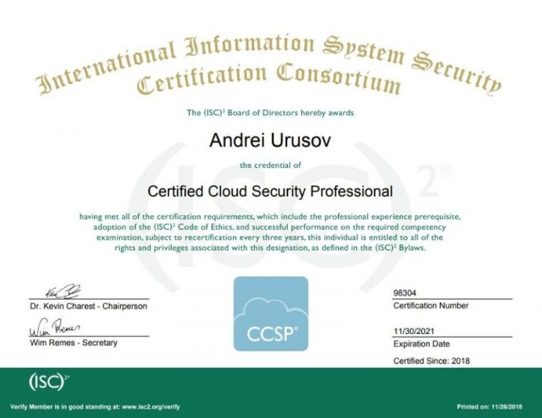Certified Cloud Security Professional – AUDM Inc